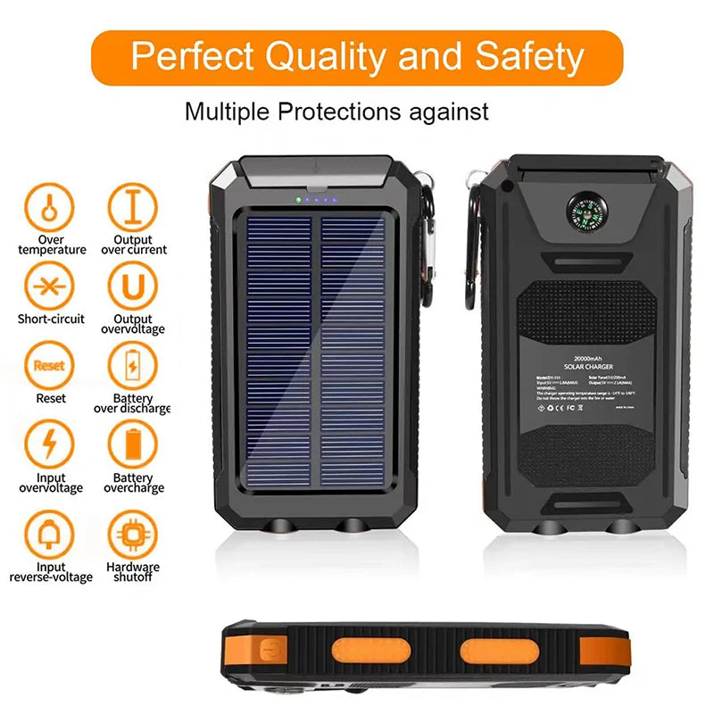 Solar Power Bank with LED Light